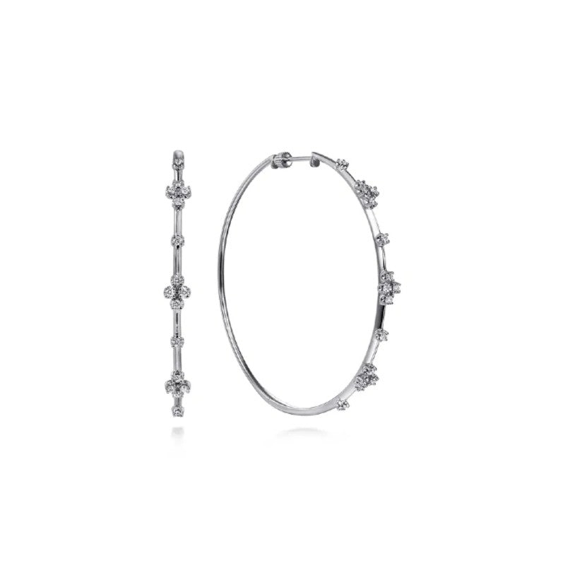 Gabriel & Co. Prong Set 60mm Round Classic Diamond Hoop Earrings