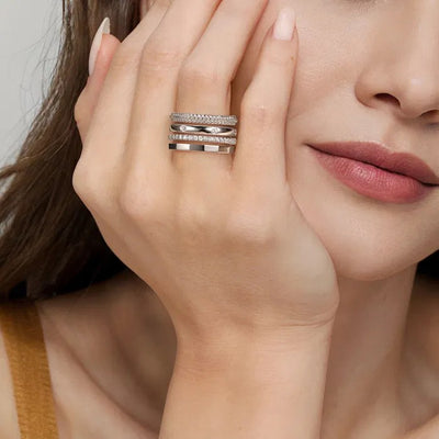 Gabriel & Co. Bujukan White Sapphire Layered Ring
