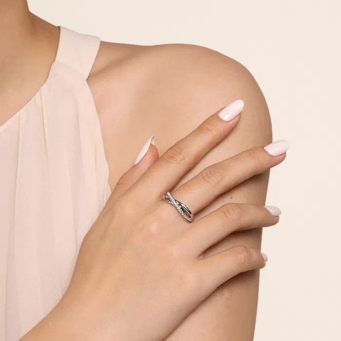 Gabriel & Co. White Sapphire Pave Criss Cross Ring