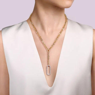 Gabriel & Co. Hollow Tube Diamond Link Necklace