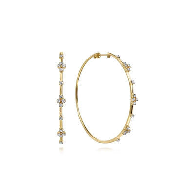 Gabriel & Co. Prong Set 60mm Round Classic Diamond Hoop Earrings