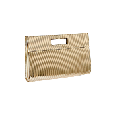 Gigi NY Remy Clutch in Metallic Stripe Leather