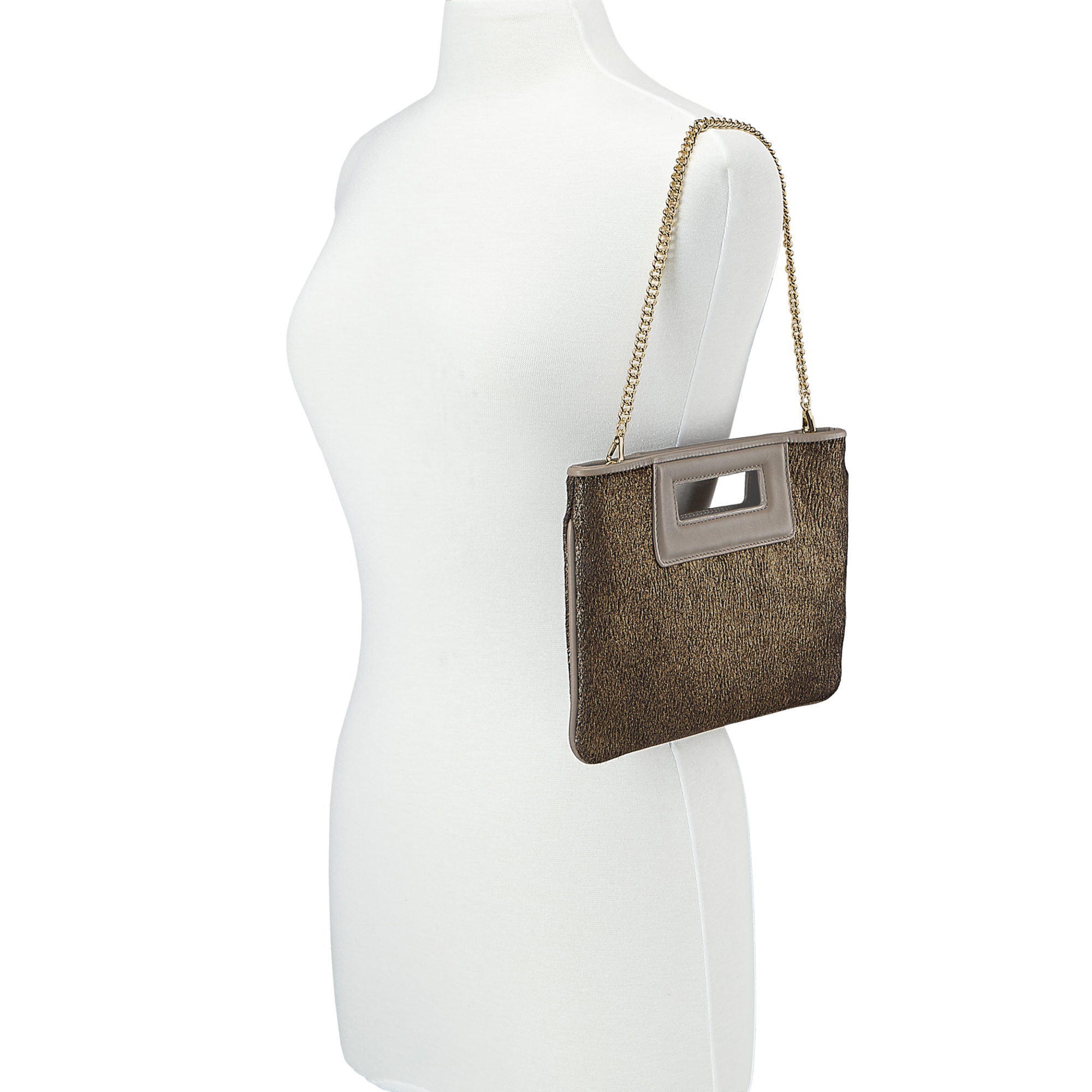 Gigi NY Willa Clutch in Gold Washed Haircalf