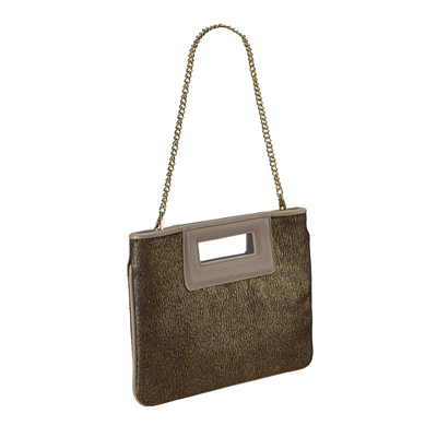 Gigi NY Willa Clutch in Gold Washed Haircalf