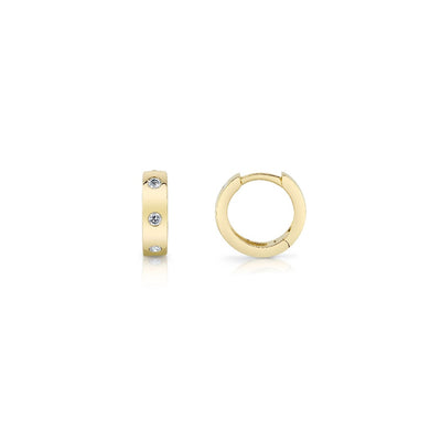 Shy Creation Burnished Diamond Small Huggie Hoops