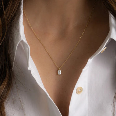 Emerald Cut CZ Necklace