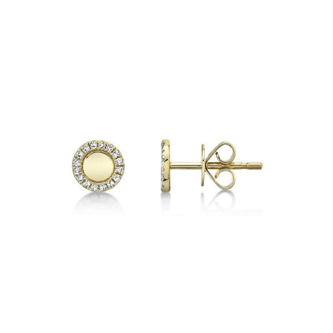Shy Creation Diamond Halo Disc Studs