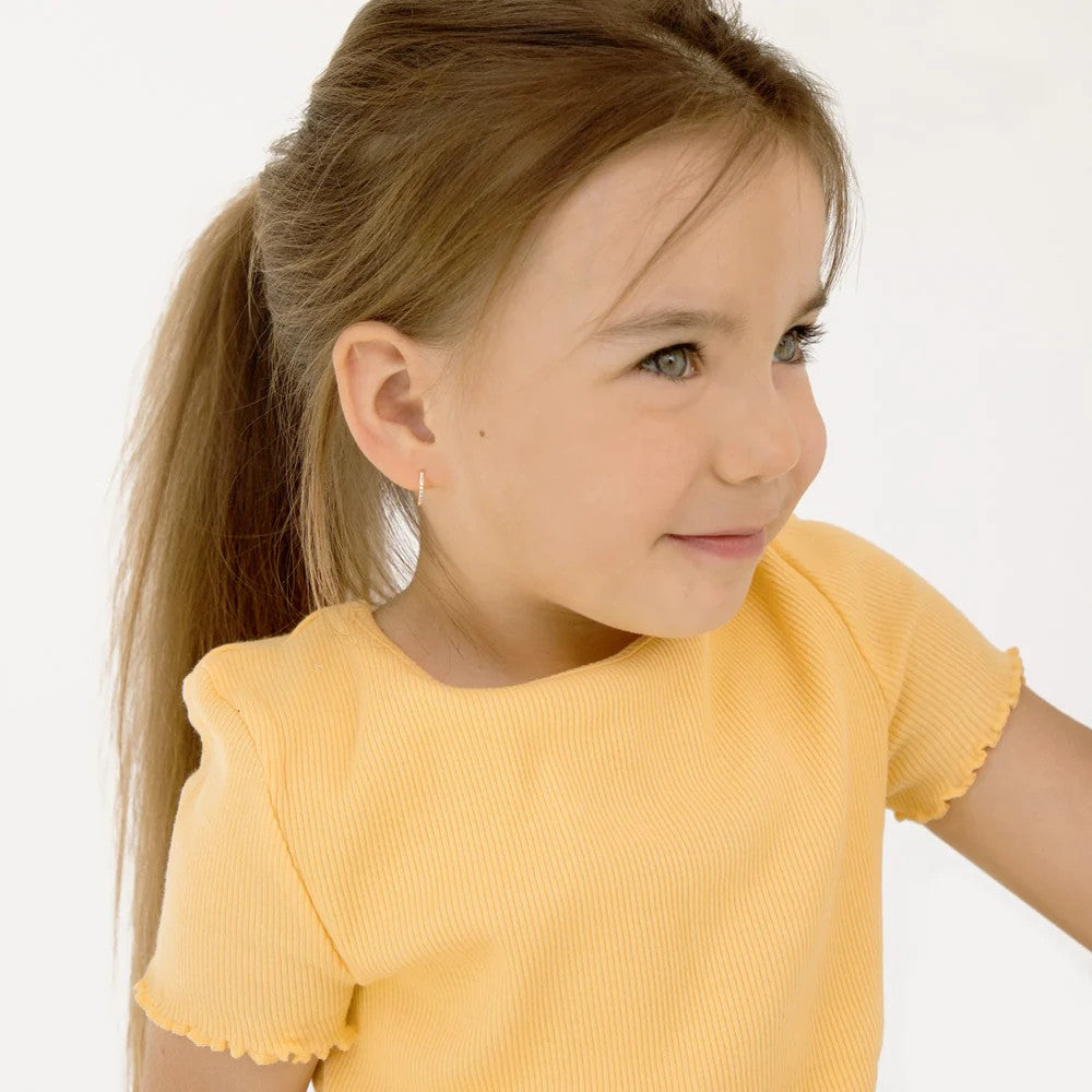 Encrusted Cubic Zirconia Little Girl's Hoop Earrings