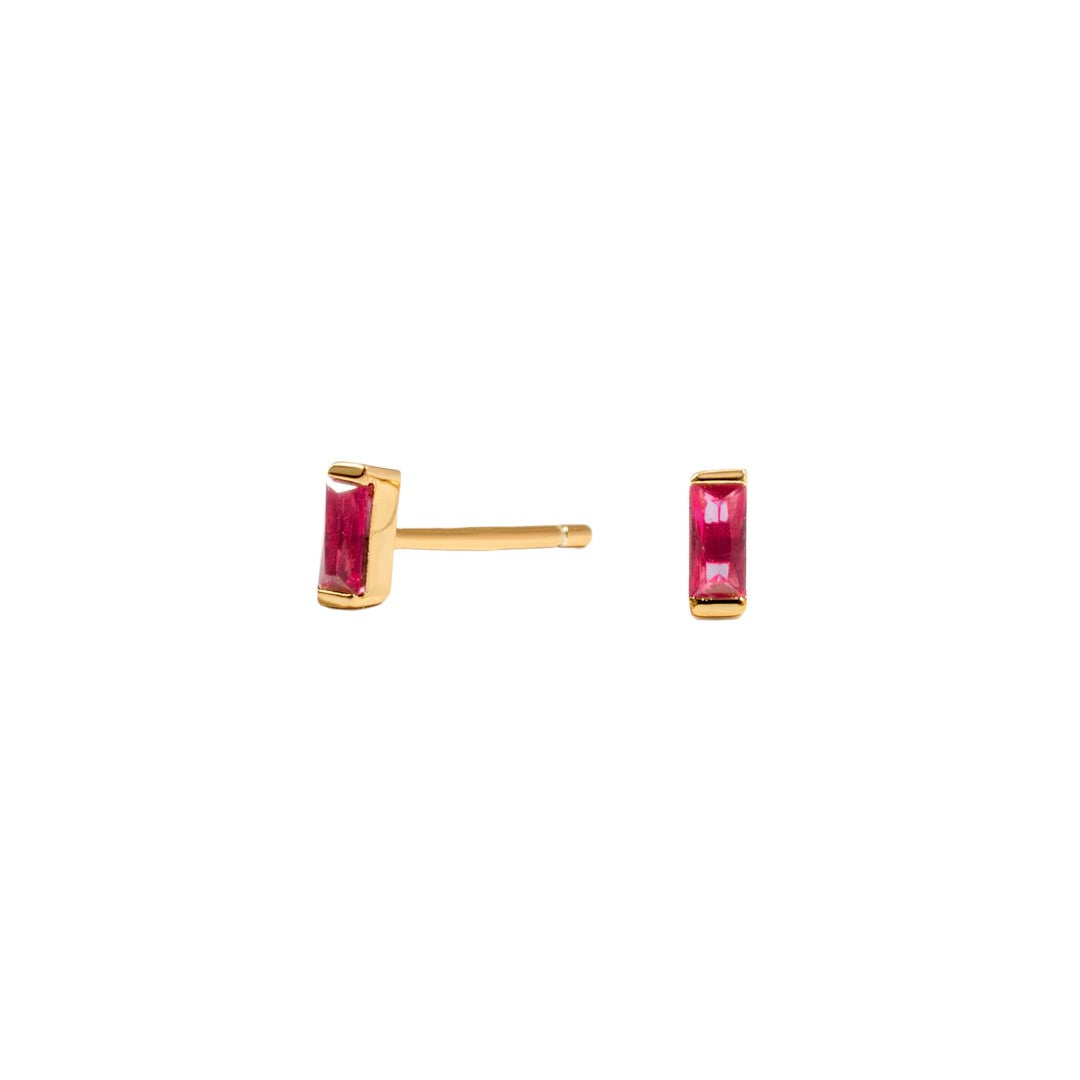 Ruby Baguette Stud Earrings