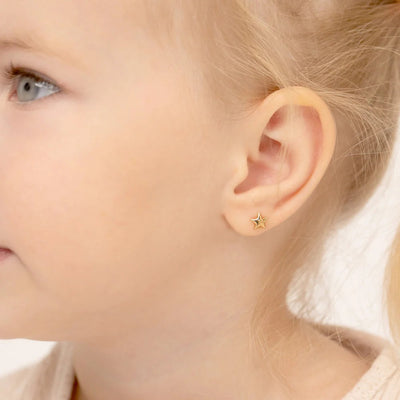 Puffed Star Little Girl's Stud Earrings