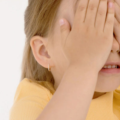 Encrusted Cubic Zirconia Little Girl's Hoop Earrings