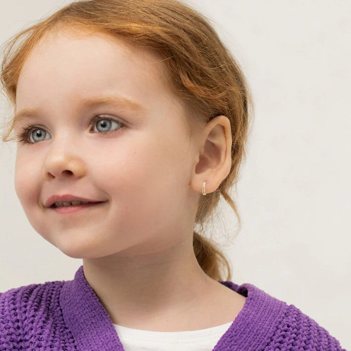 Cubic Zirconia Little Girl's Hoop Earrings