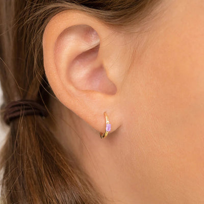 Pink Cubic Zirconia Little Girl's Hoop Earrings