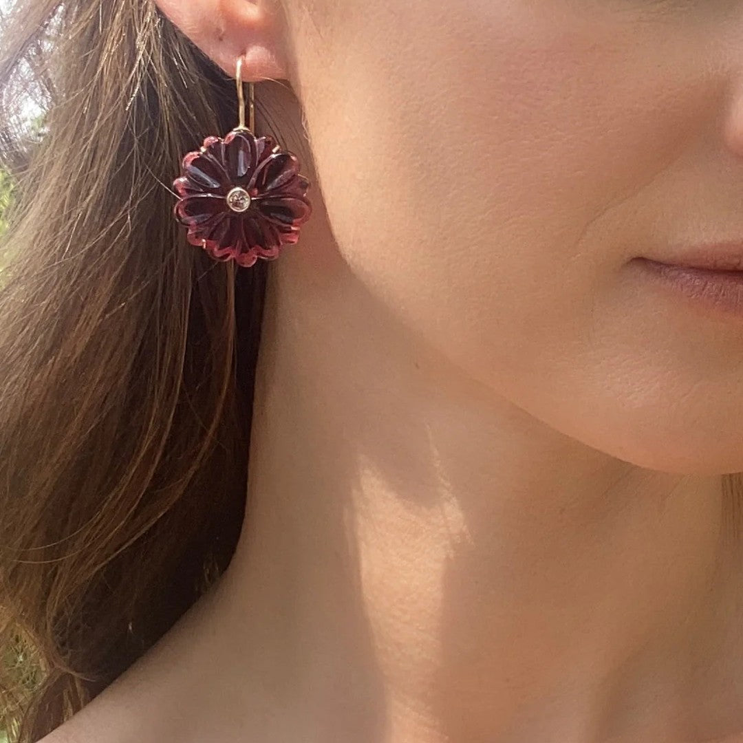 Indigo Quartz Magnolia Earrings