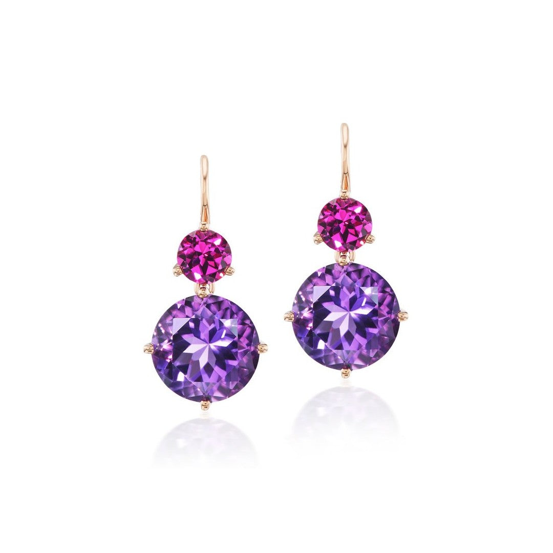Jane Taylor Amethyst & Purple Garnet Double Drop Earrings