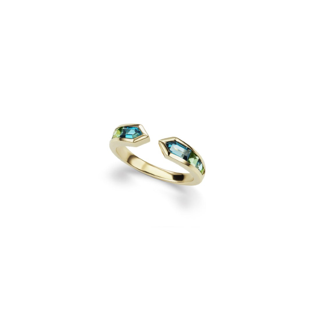 Jane Taylor Blue Topaz & Green Tourmaline Arrow Ring