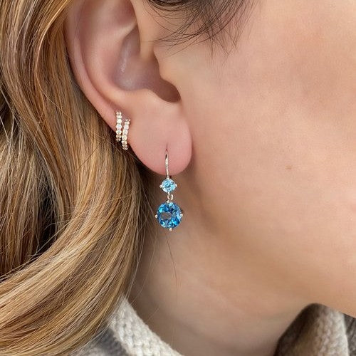 Jane Taylor Blue Topaz & London Blue Topaz Double Drop Earrings