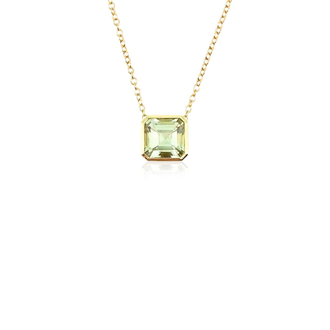 Jane Taylor Green Quartz Octagon Bezel Necklace