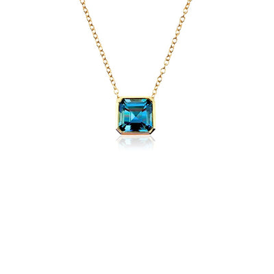 Jane Taylor London Blue Topaz Octagon Bezel Necklace