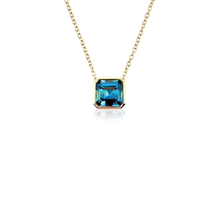 Jane Taylor London Blue Topaz Octagon Bezel Necklace