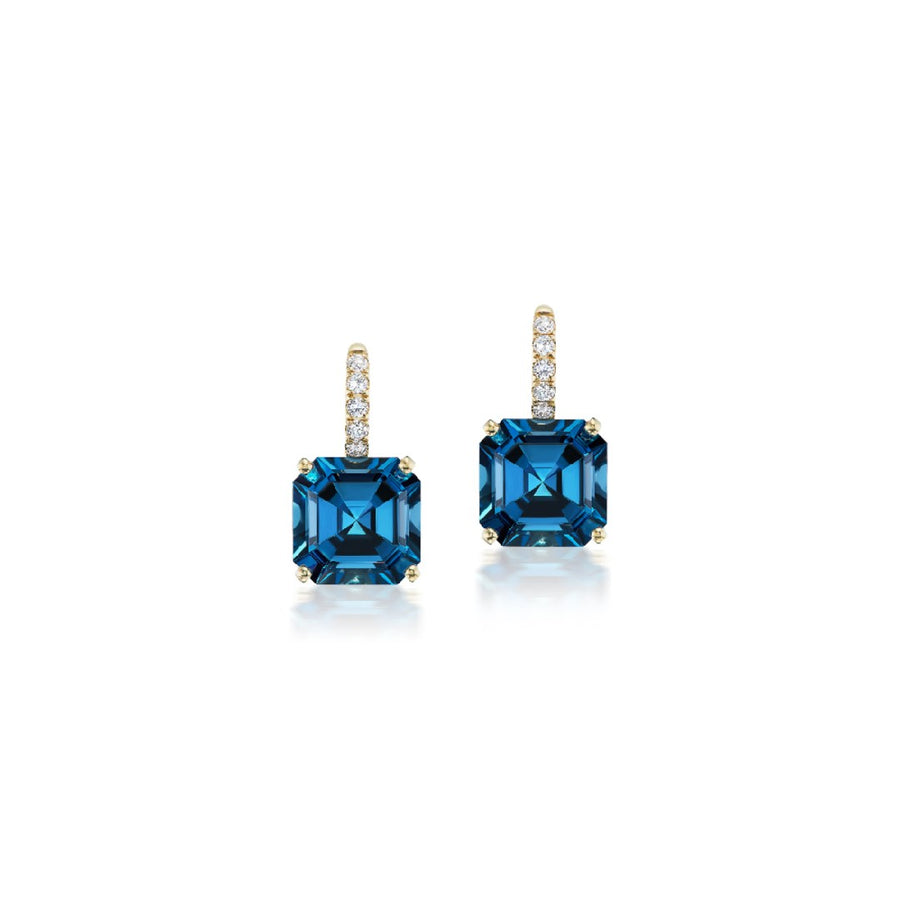 Jane Taylor London Blue Topaz Octagonal Drop Earrings