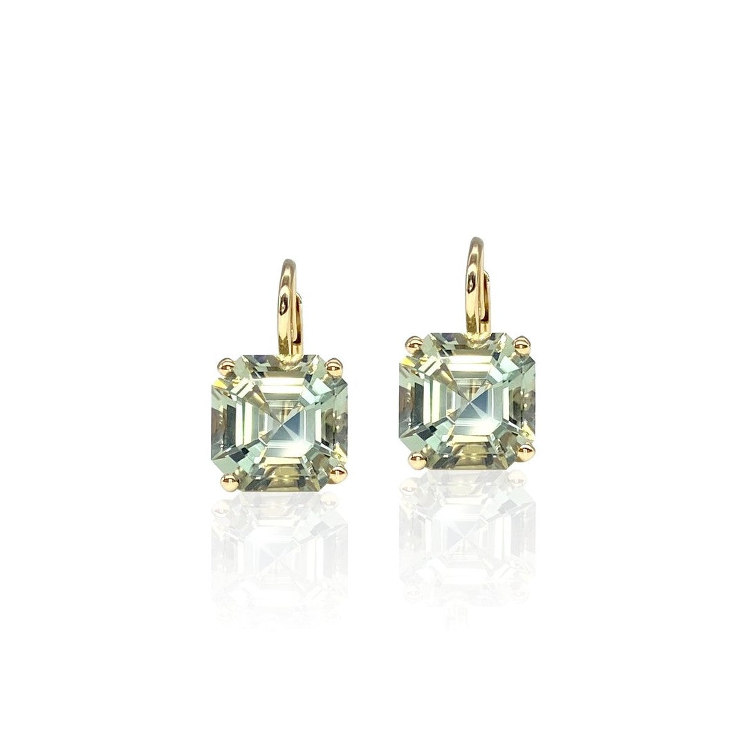 Jane Taylor Octagonal Drop Earring in Green Quartz