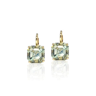 Jane Taylor Octagonal Drop Earring in Green Quartz