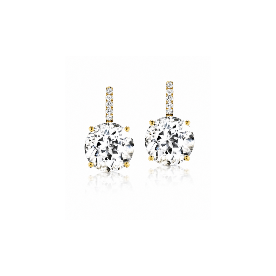 Jane Taylor White Topaz & Diamond Drop Earrings