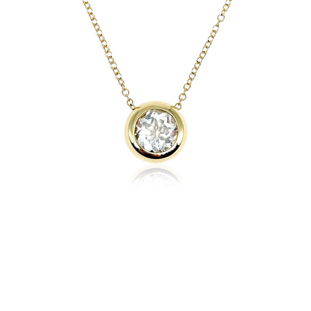 Jane Taylor White Topaz Chubby Bezel Necklace in Yellow Gold