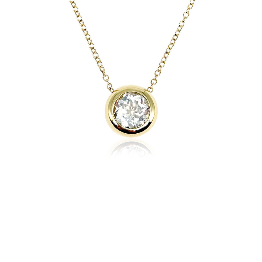 Jane Taylor White Topaz Chubby Bezel Necklace in Yellow Gold