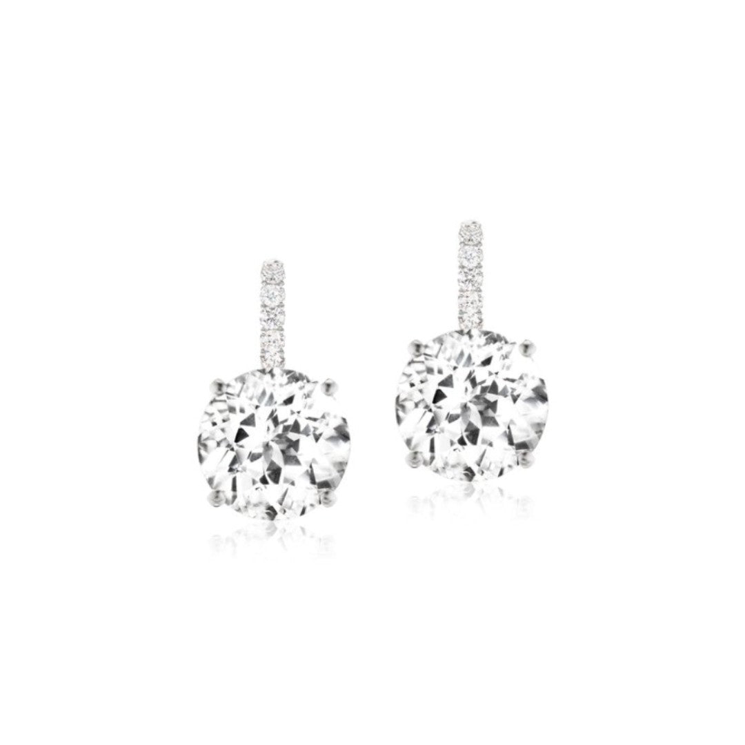 Jane Taylor White Topaz & Diamond Drop Earrings