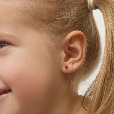 Ruby Prong Set Little Girl's Stud Earring