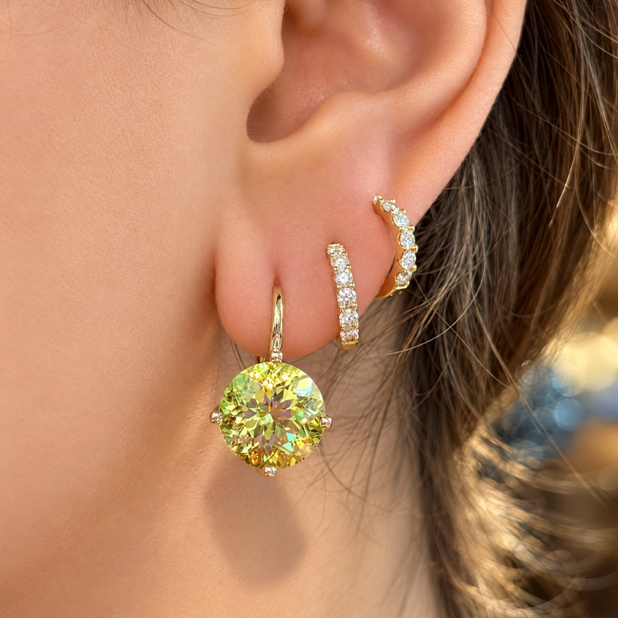 Jane Taylor Lemon Quartz Large Round Drop Earrings