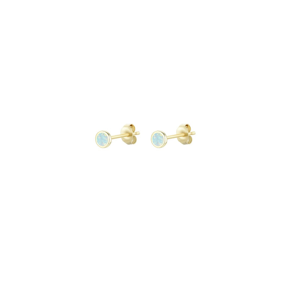 Mini Round Opal Stud Earrings