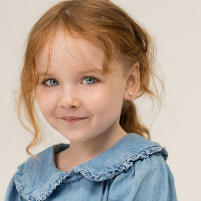 Bezel Cubic Zirconia Little Girl's Earrings