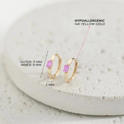 Pink Cubic Zirconia Little Girl's Hoop Earrings