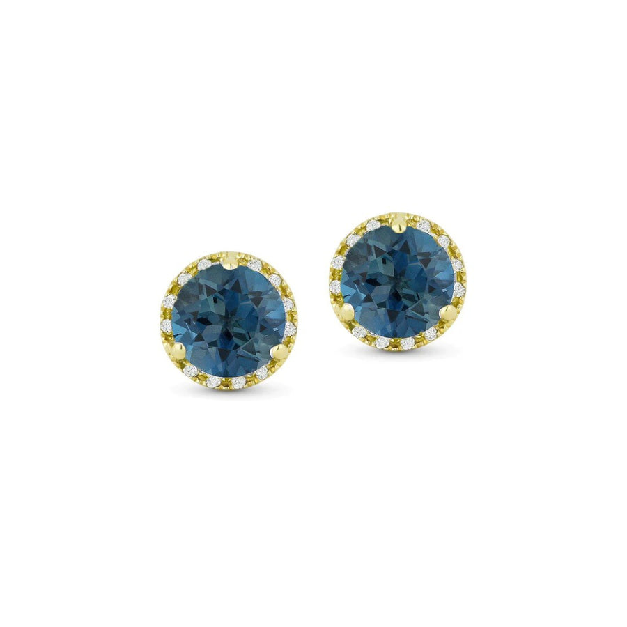 London Blue Topaz & Diamond Round Stud Earrings