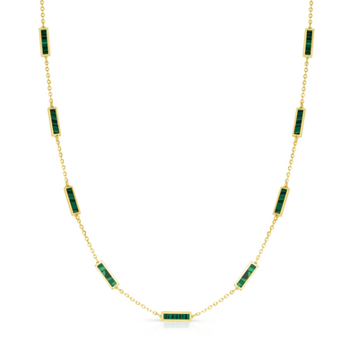 Tara Mikolay Malachite Inlay Bars Necklace