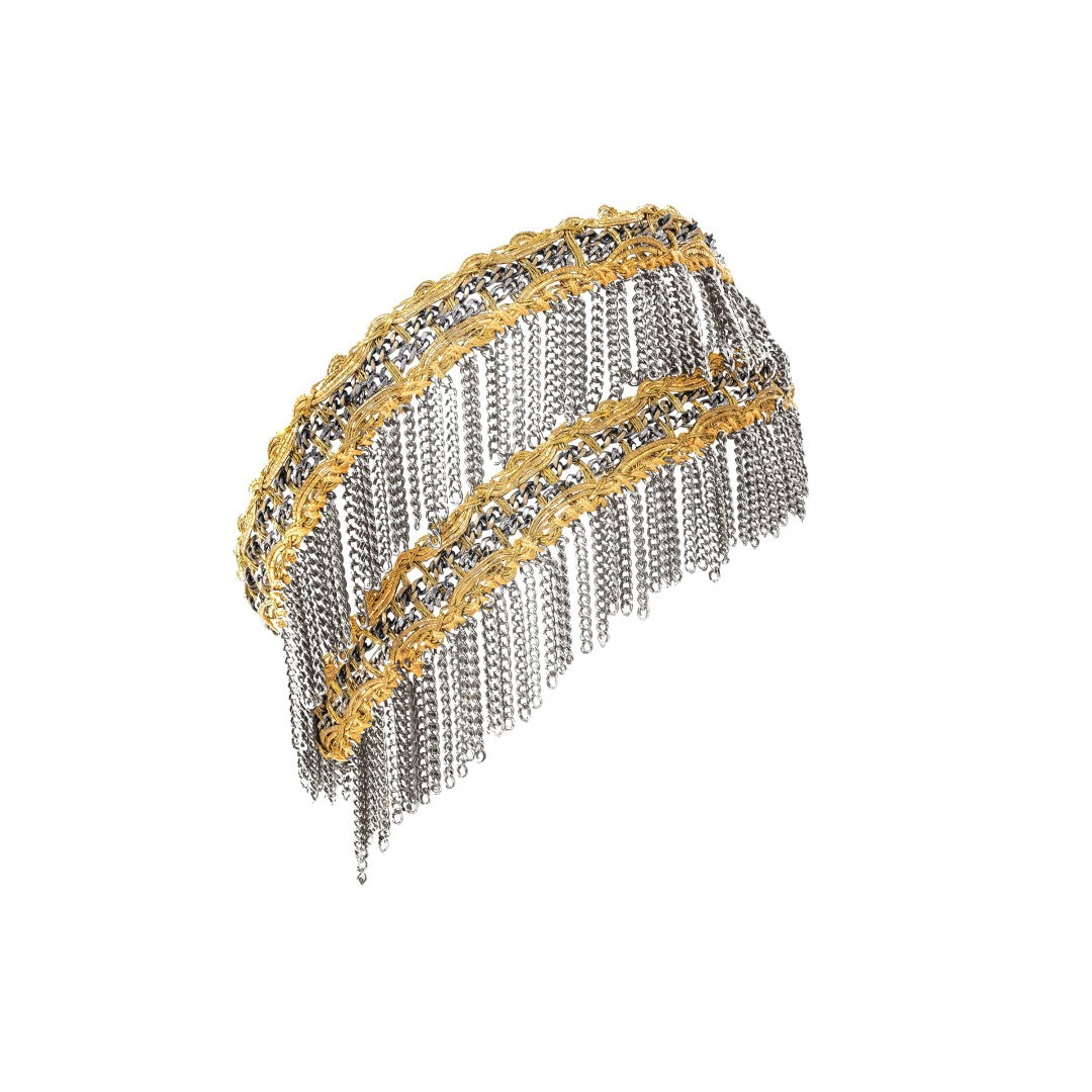 Marie Laure Chamorel Two Tone Double Wrap Chain Fringe Bracelet 1M003