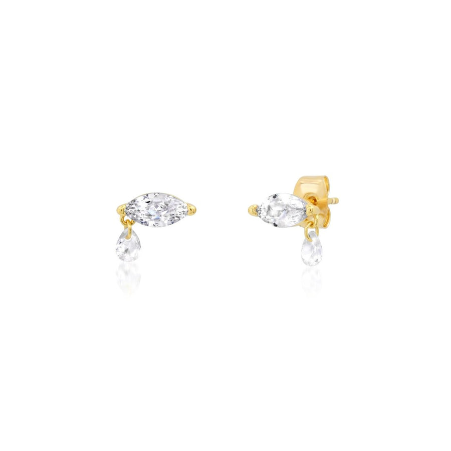 Marquise CZ Studs with CZ Dangle