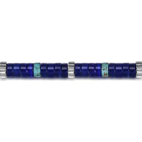 Gabriel & Co. Lapis & Turquoise Cylinder Men's Bracelet