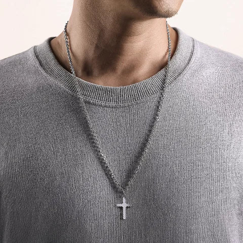 Gabriel & Co. Men's Cross Pendant with Beveled Trim