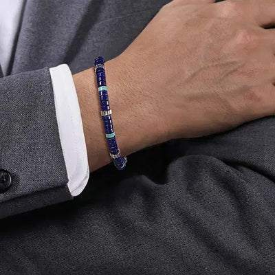 Gabriel & Co. Lapis & Turquoise Cylinder Men's Bracelet