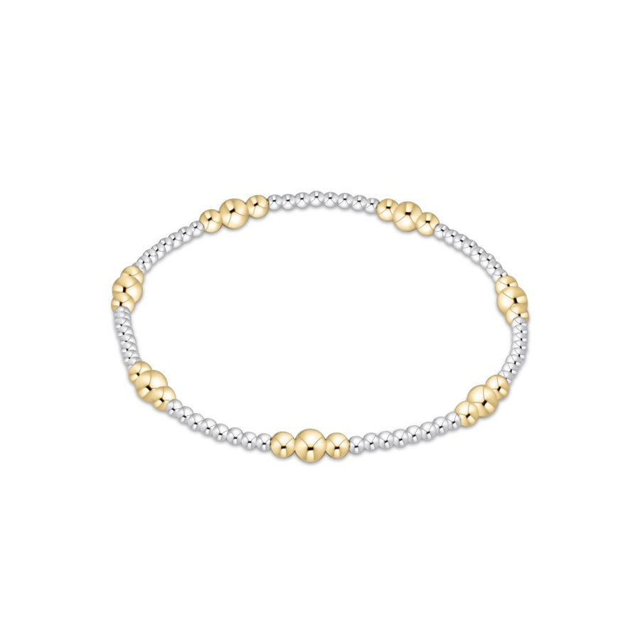 silver and gold beaded stretch bracelet