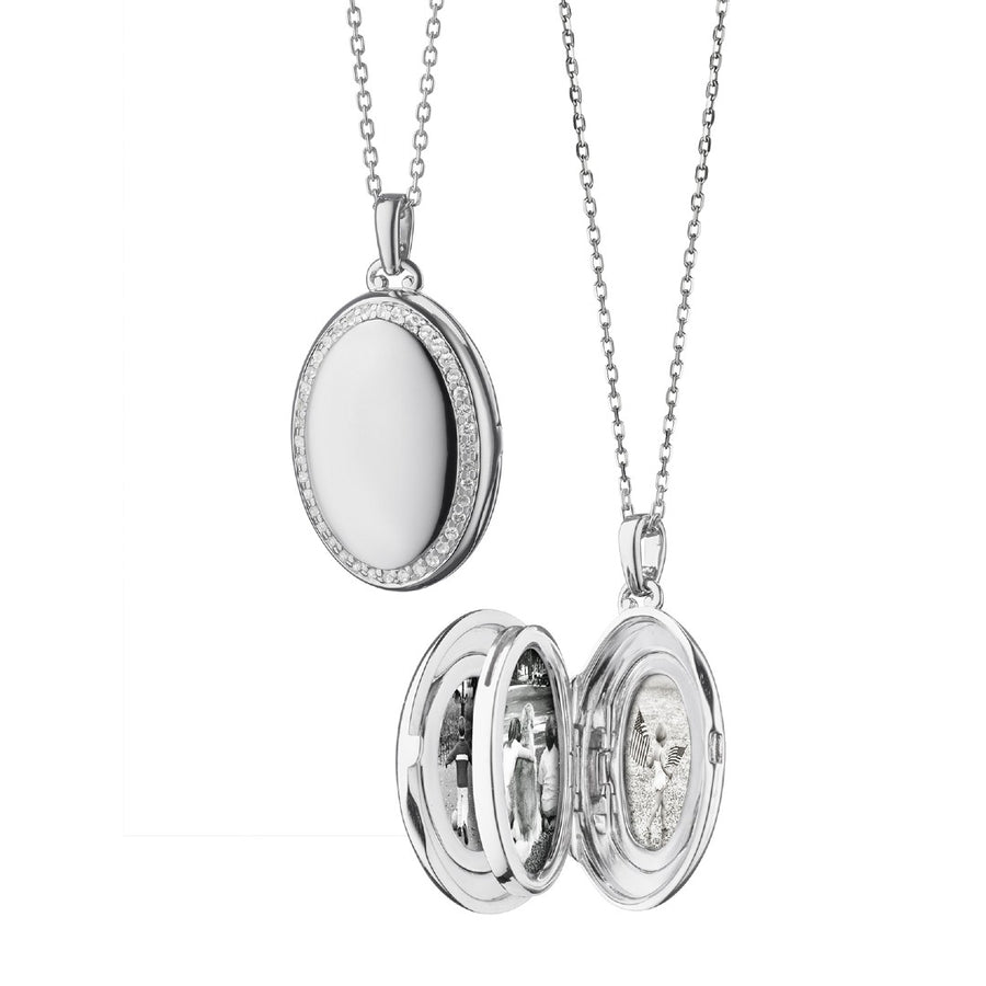 Monica Rich Kosann Four Image Midi White Sapphire Locket