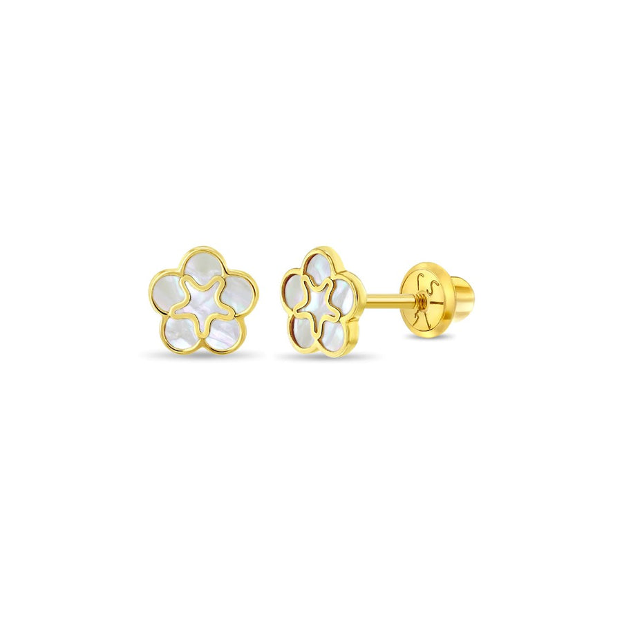 Mother of Pearl Flower Little Girl's Stud Earrings