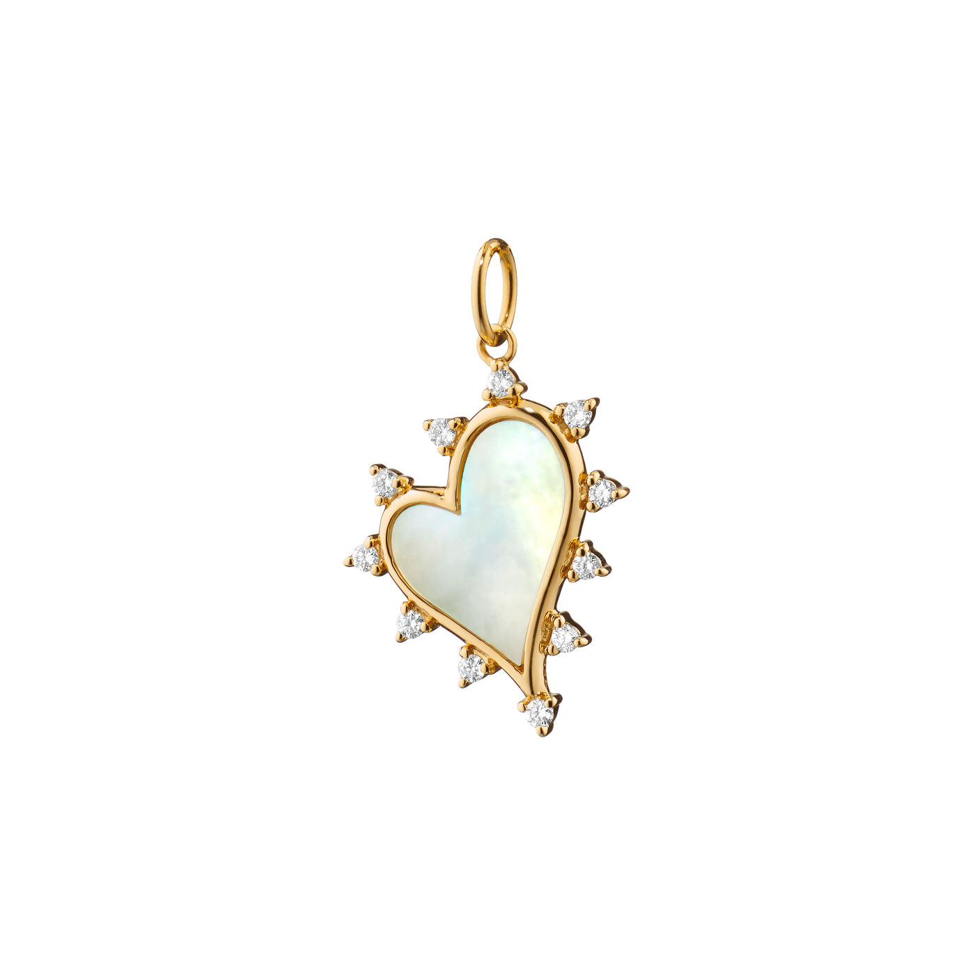Monica Rich Kosann Mother of Pearl Heart Charm with Diamonds