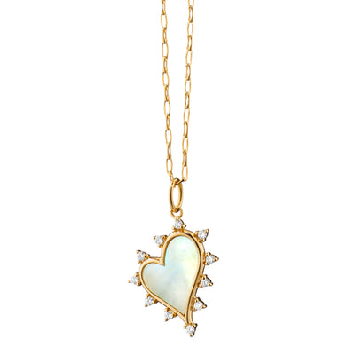Monica Rich Kosann Mother of Pearl Heart Charm with Diamonds