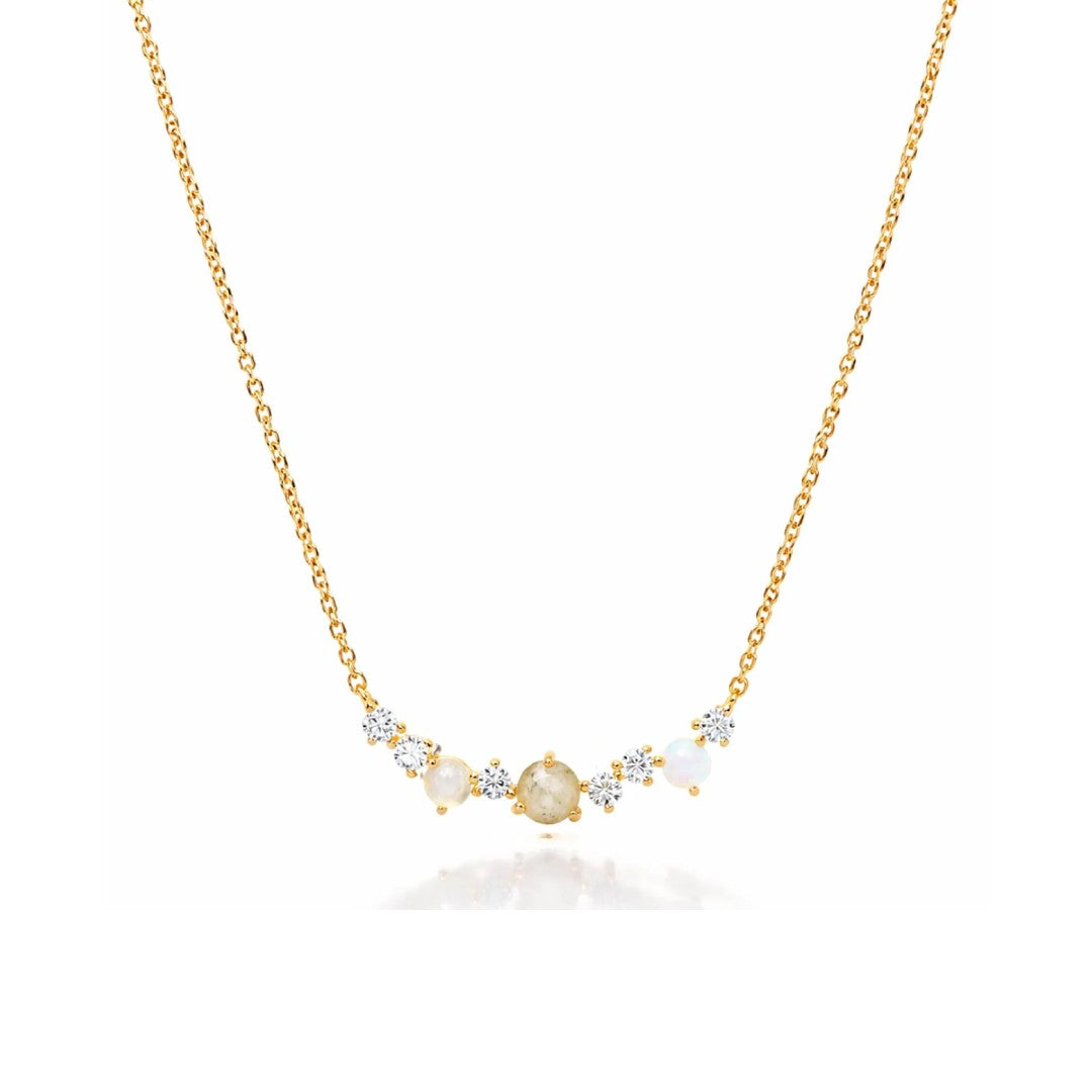 Multi-Stone Cluster Bar Necklace