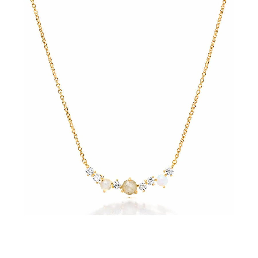 Multi-Stone Cluster Bar Necklace
